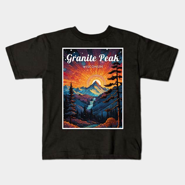 Granite Peak Wisconsin usa ski Kids T-Shirt by UbunTo